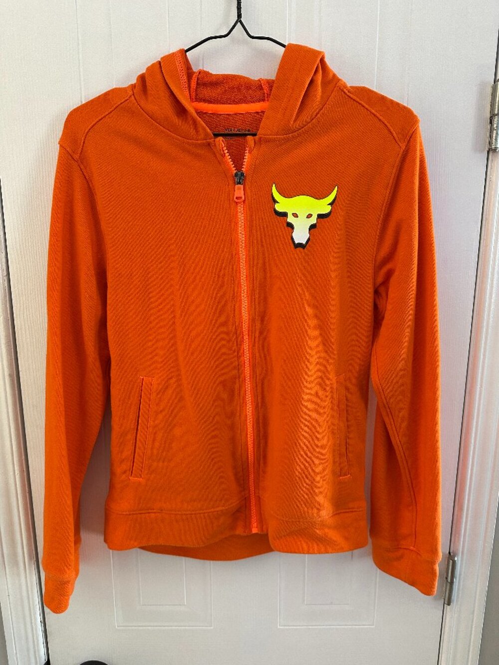 Under Armour Project Rock Boys Orange Full Zip Hoodie